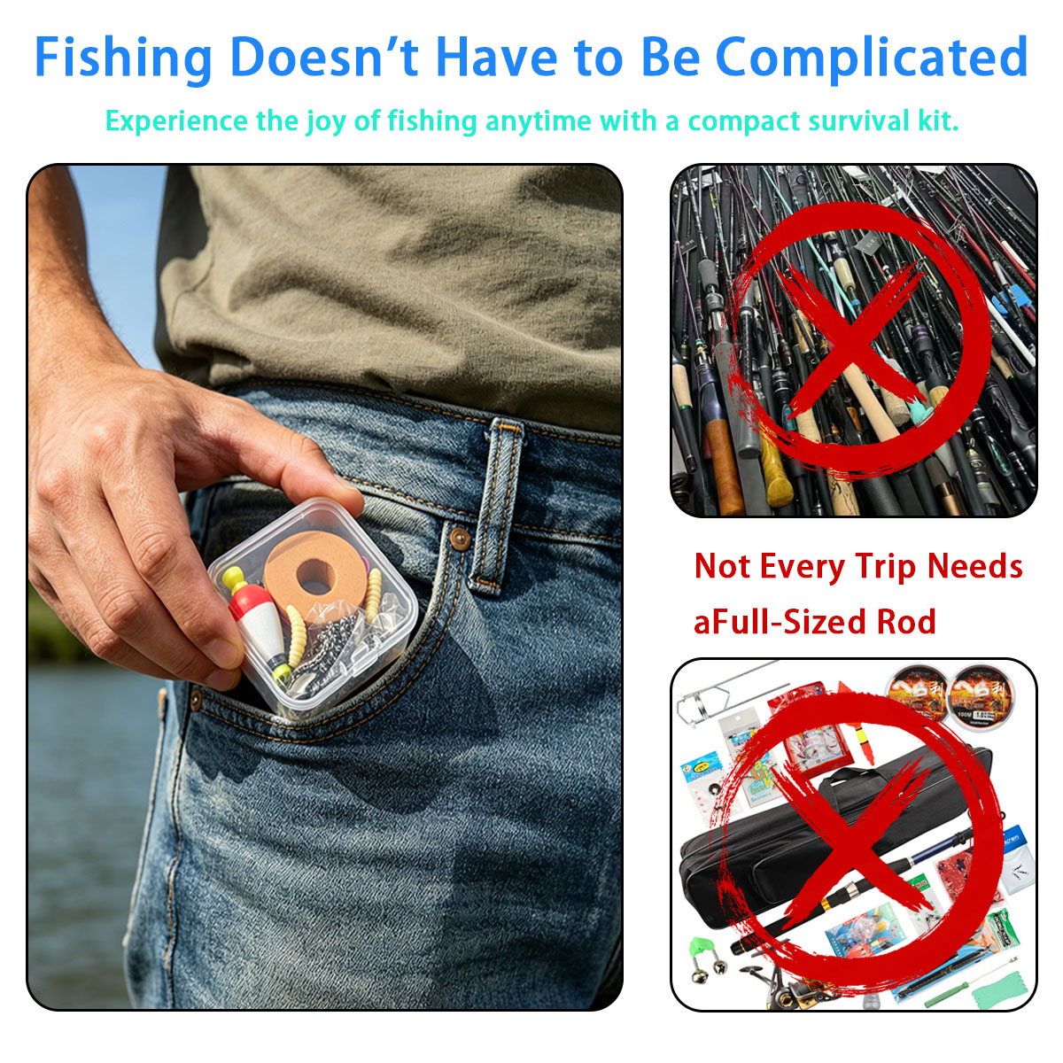Fishing Lure Box - Draagbare noodvisuitrusting, draagbare noodvisset voor buitengebruik
